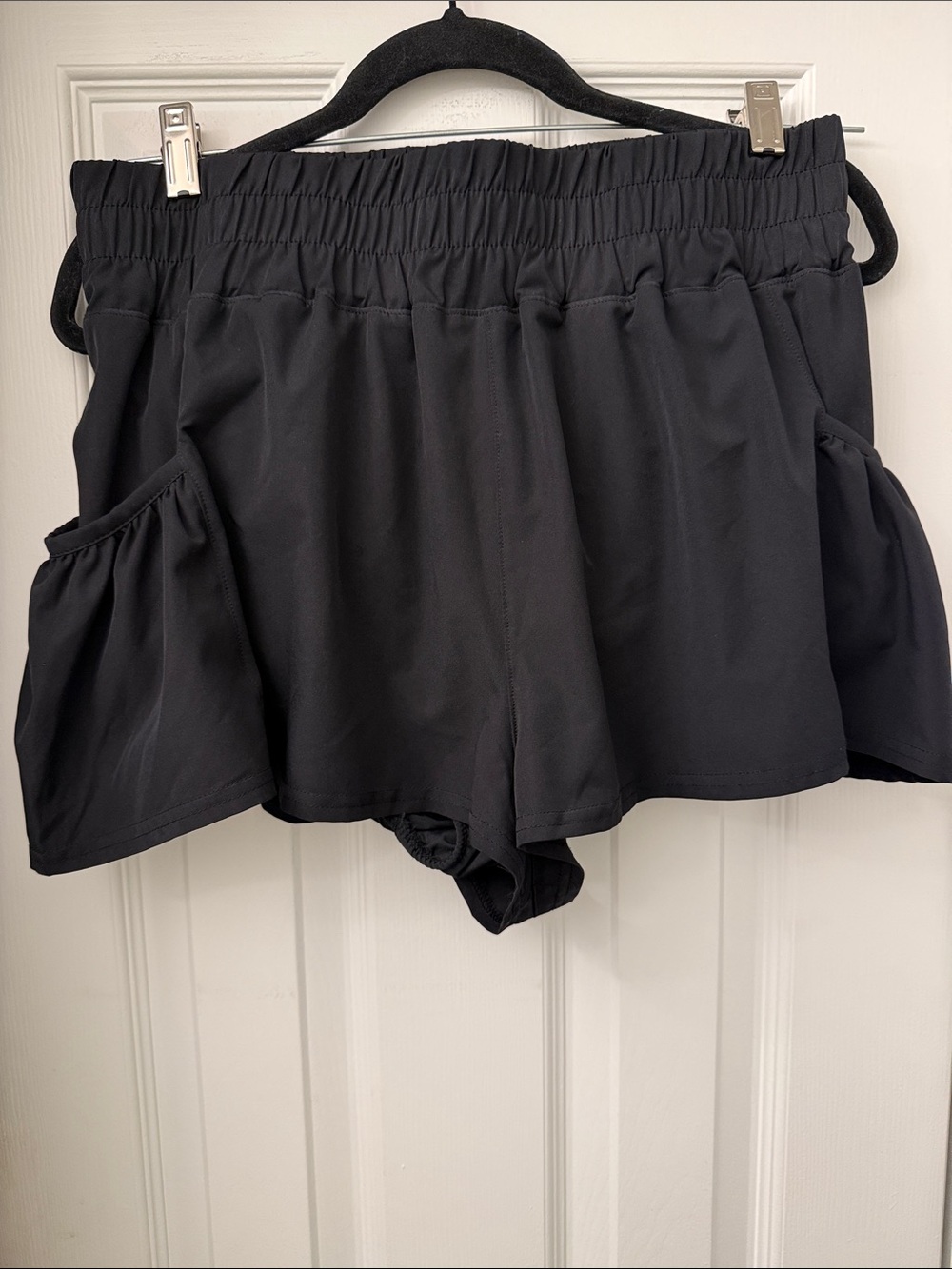 Mono B Drapey Running Shorts Black Lined High Rise Size L
